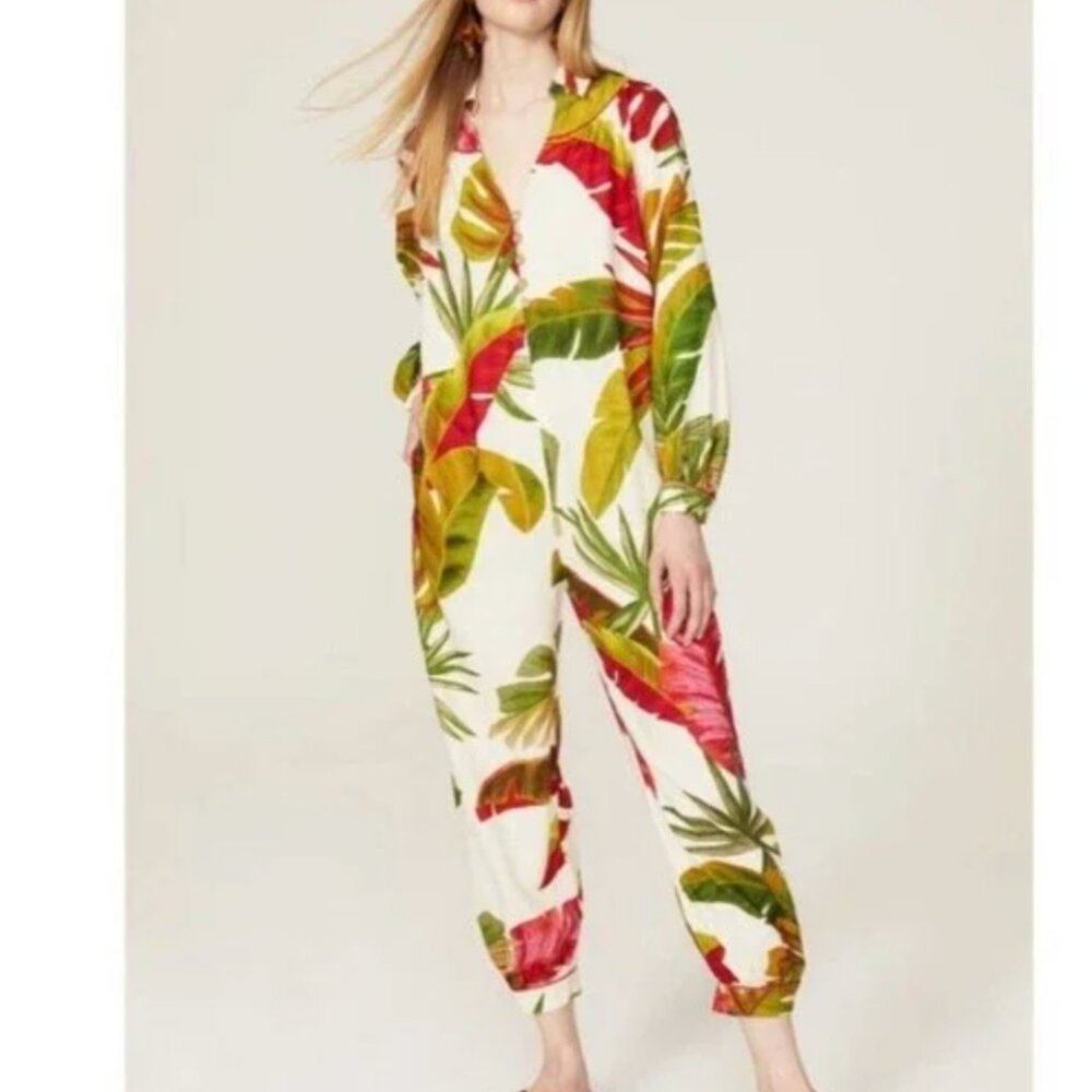 FARM Rio Spring Forest Jumpsuit One Piece Long Sleeves Multicolor